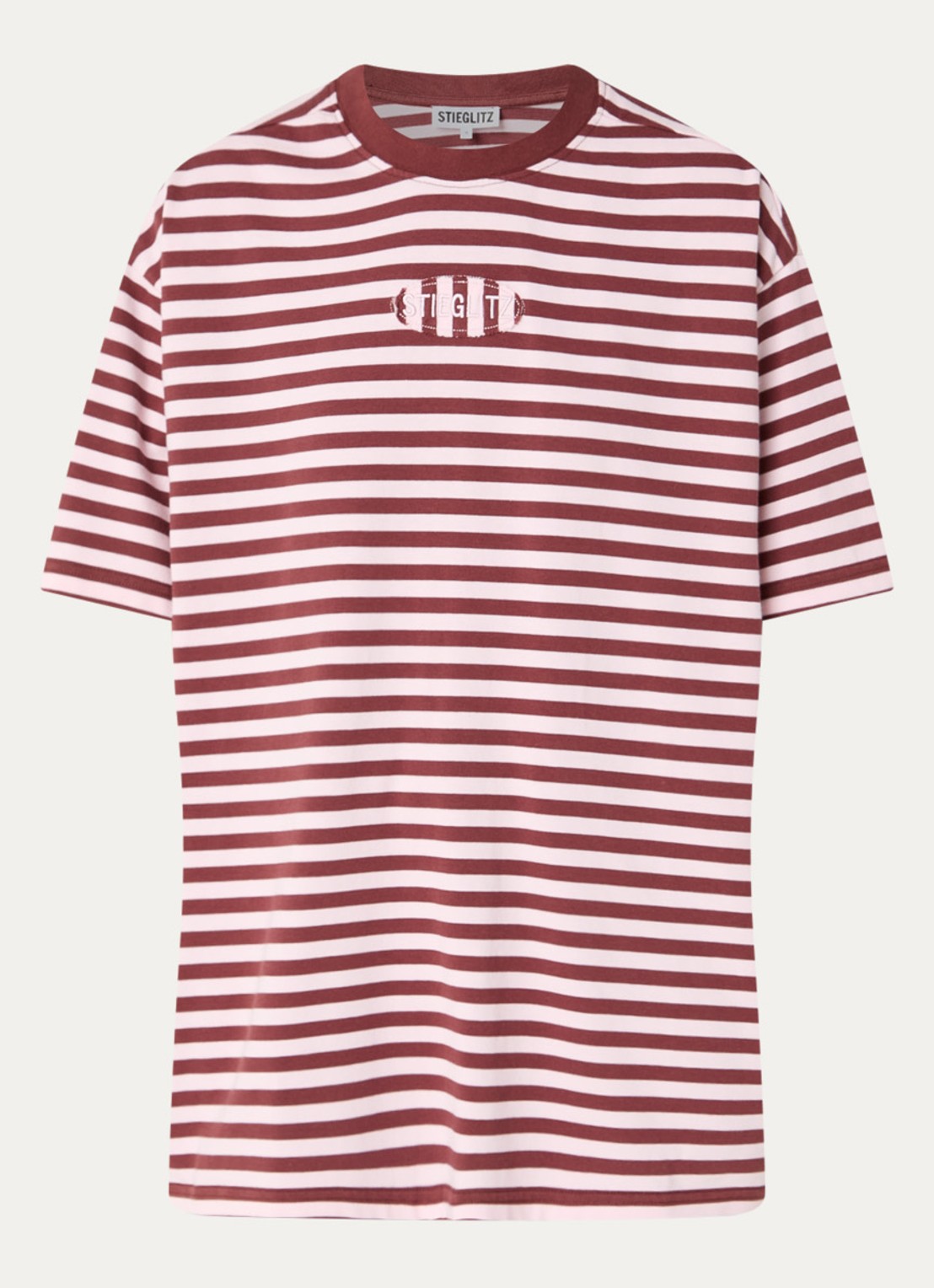 Stieglitz Oversized T-shirt met streepprint - voorkant 2 roze