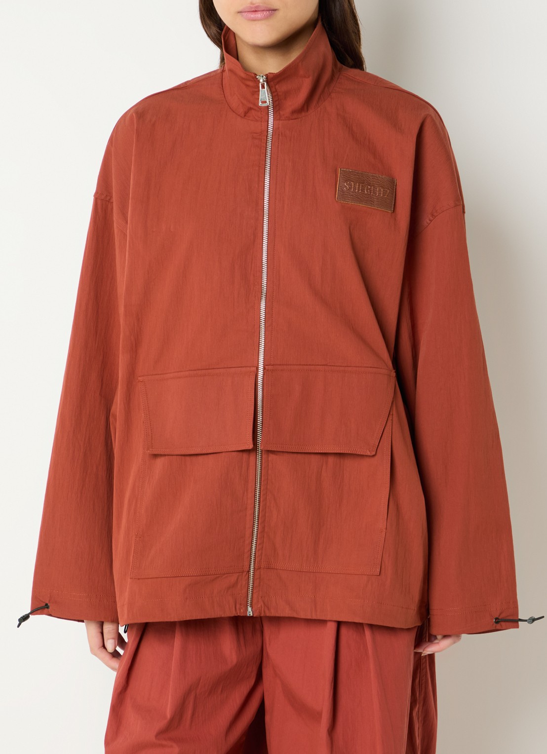 Stieglitz Paola jack met opgestikte zakken - detail steenrood