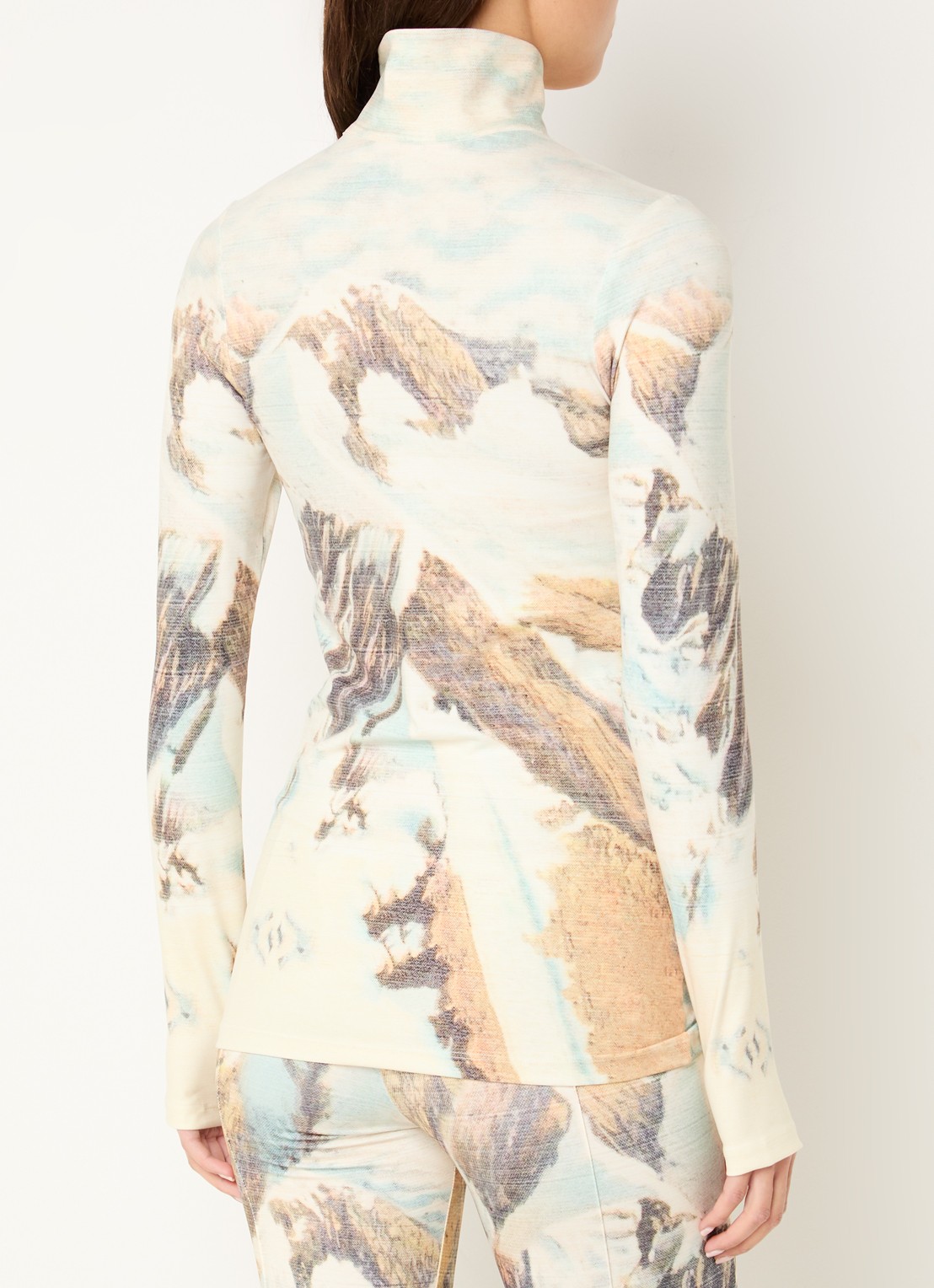 Stieglitz Rosario top met halve rits en print - achterkant 3 lindegroen