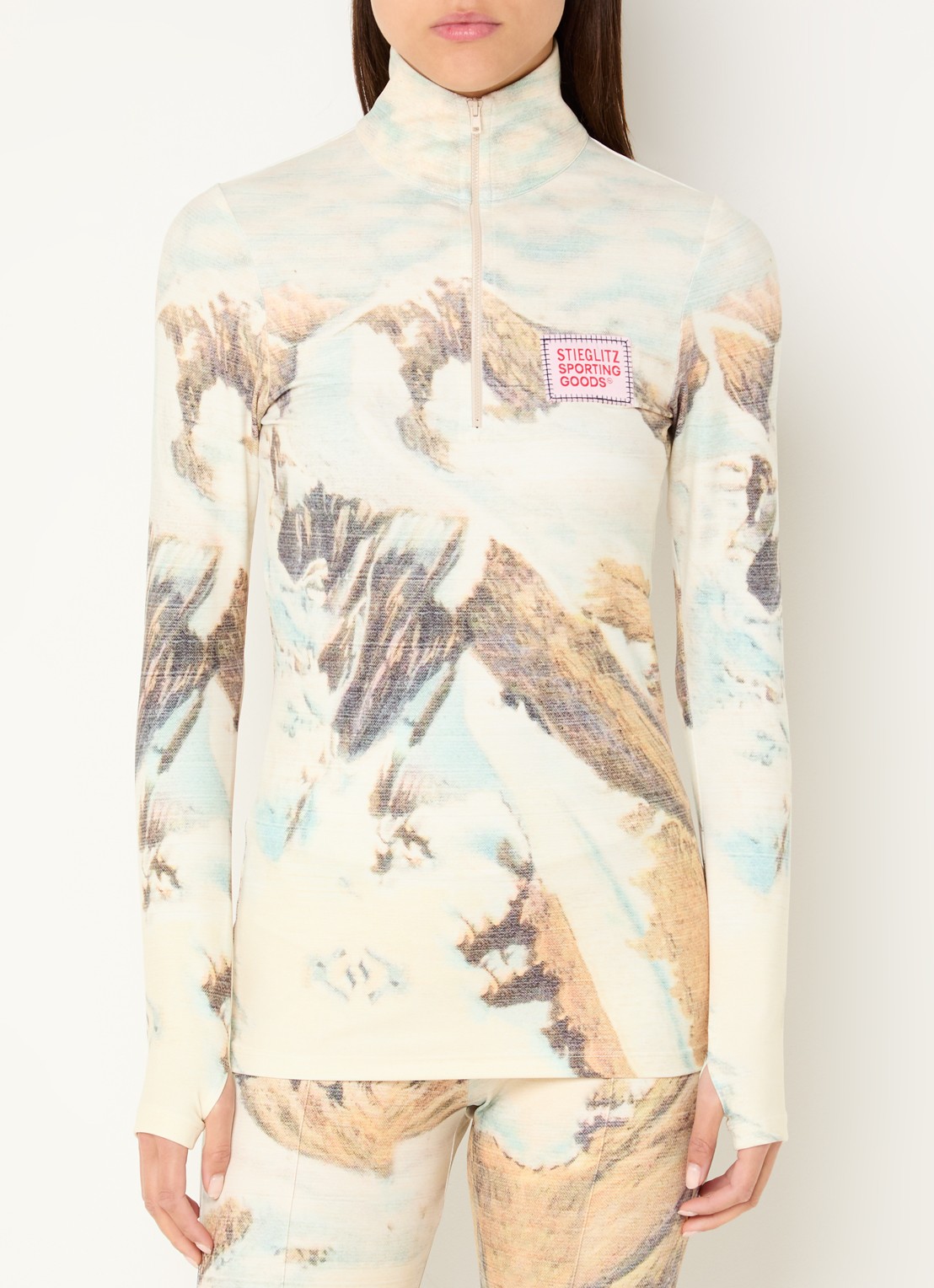 Stieglitz Rosario top met halve rits en print - detail 4 lindegroen