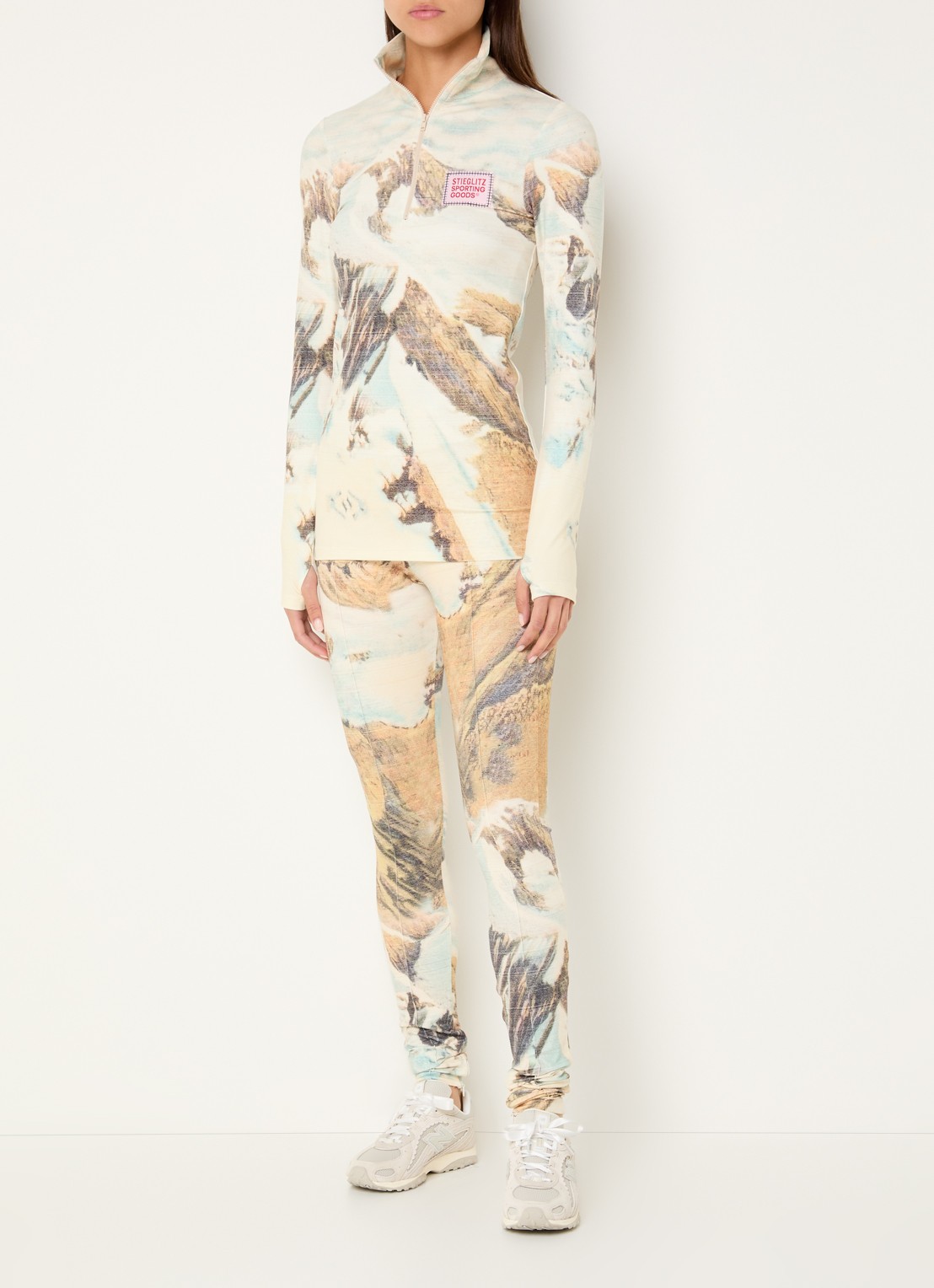 Stieglitz Rosario top met halve rits en print - voorkant 2 lindegroen