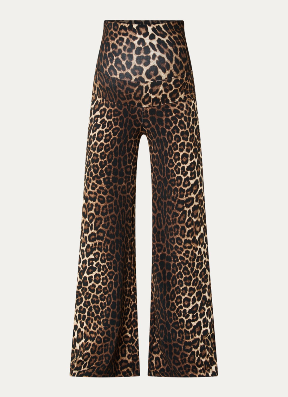 Stieglitz Sabrina high waist flared fit zwangerschapsbroek met panterprint - voorkant 4 bruin