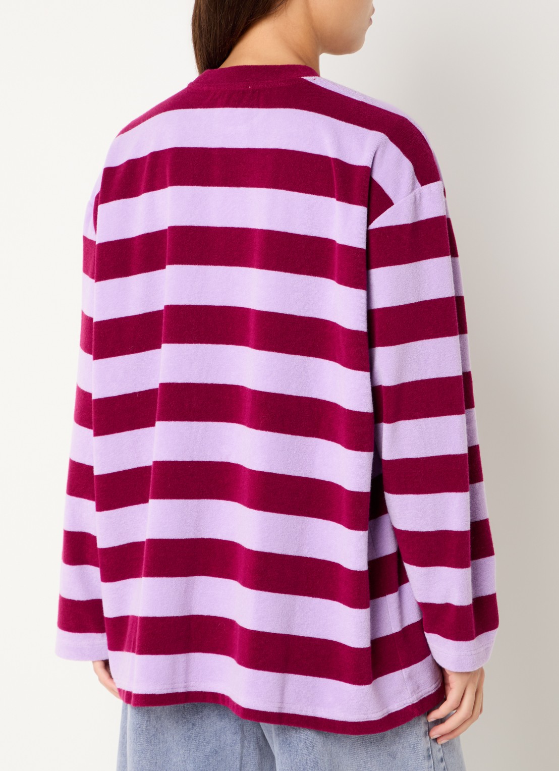 Stieglitz Sellie Towel Skate longsleeve met streepprint - achterkant 3 paars