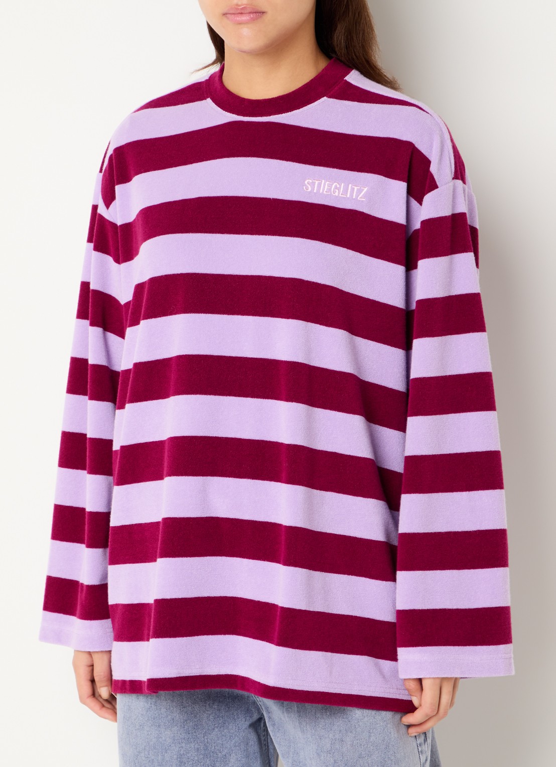 Stieglitz Sellie Towel Skate longsleeve met streepprint - detail 4 paars
