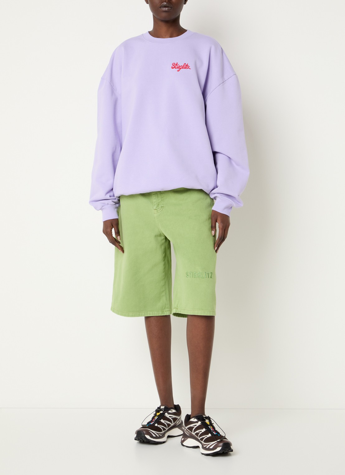 Stieglitz Senna sweater met logo- en backprint - voorkant 3 lila