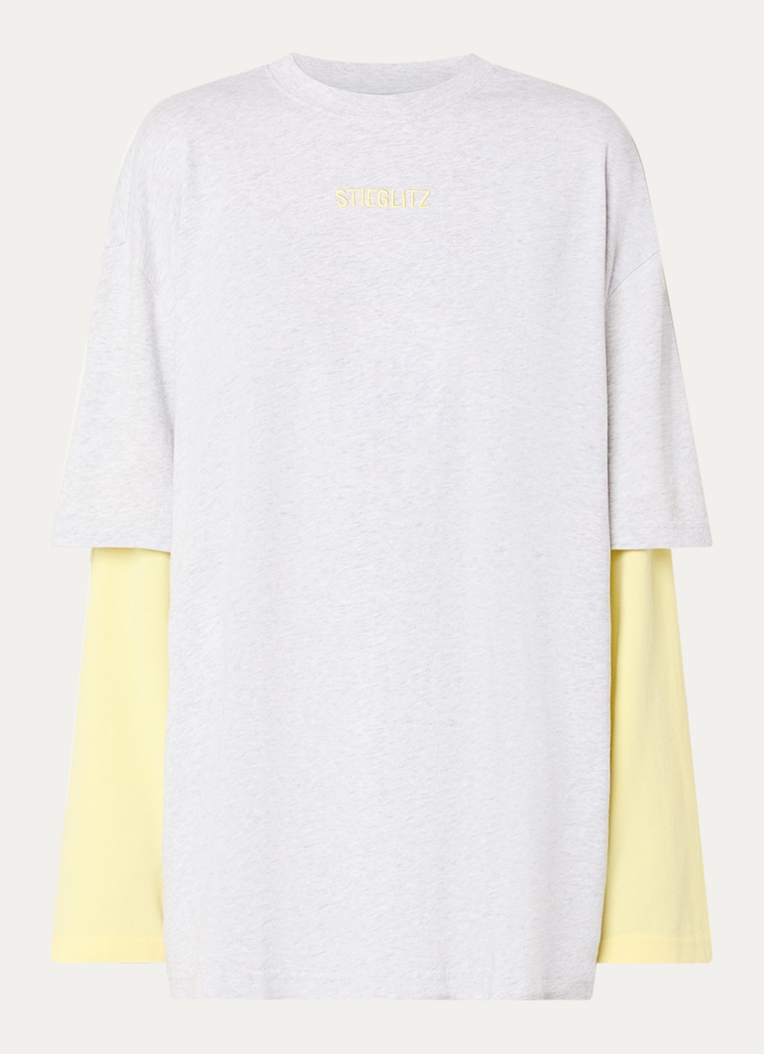Stieglitz Stan longsleeve met logo - voorkant geel