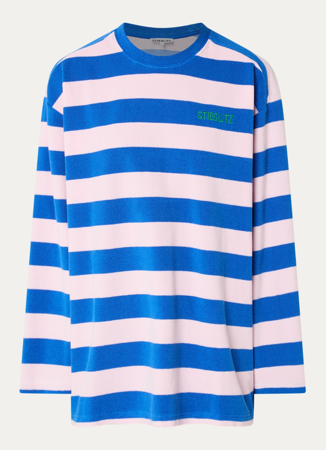 Stieglitz Stina longsleeve met streepprint en logo - voorkant 3 blauw
