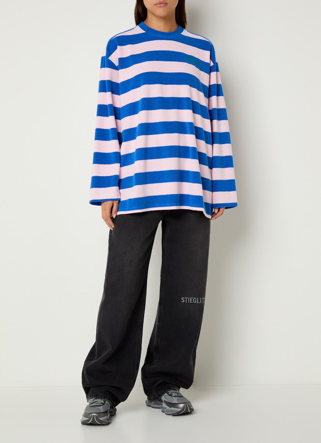 Stieglitz Stina longsleeve met streepprint en logo - voorkant 4 blauw