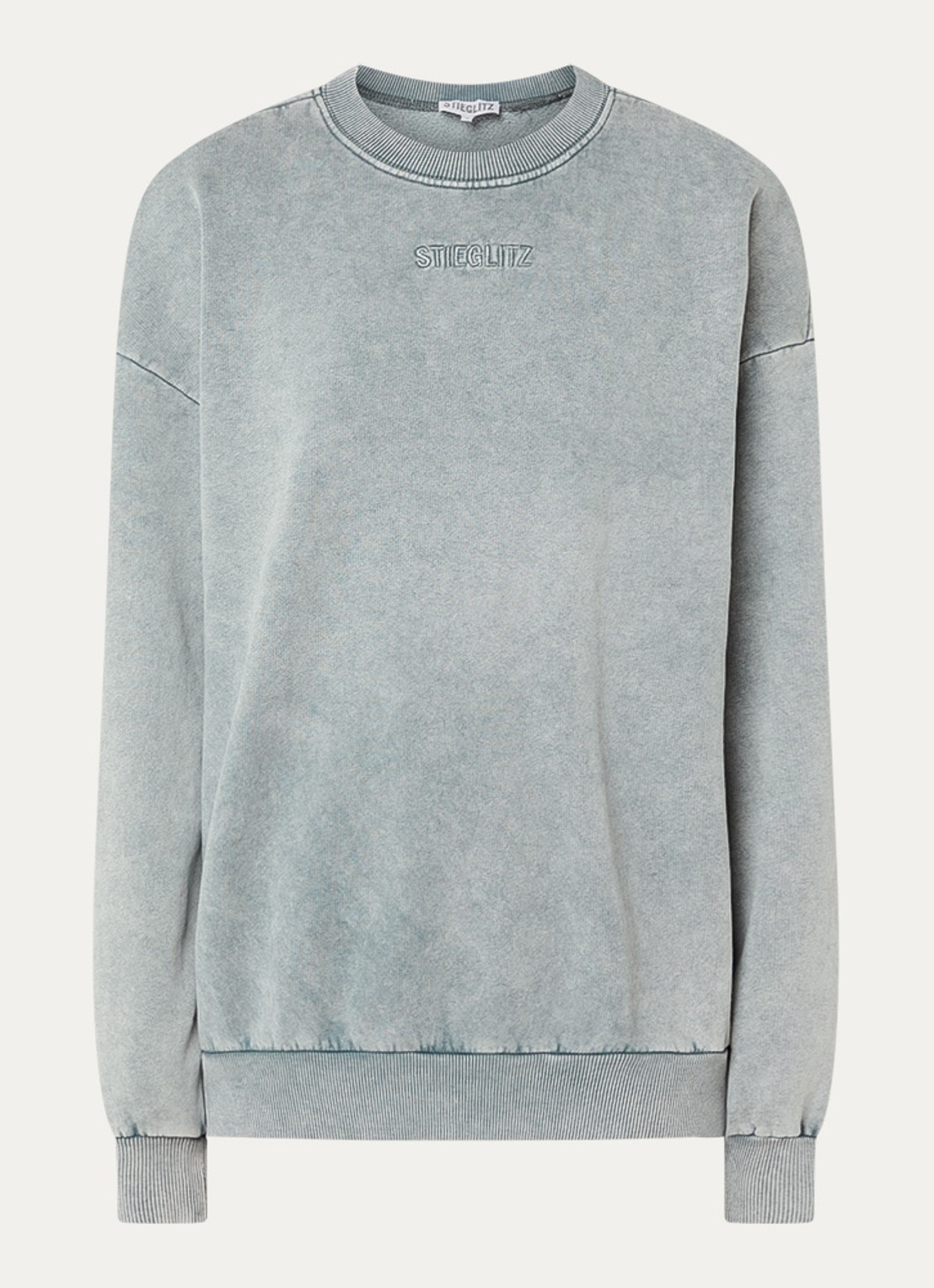 Stieglitz Sweater met logoborduring - voorkant lichtgrijs