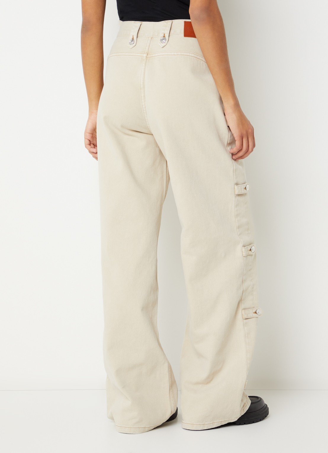 Stieglitz Taigo mid waist wide leg jeans met gekleurde wassing - achterkant 5 beige