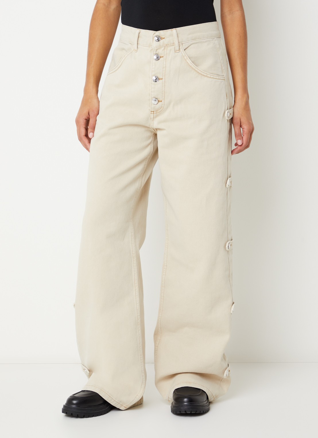 Stieglitz Taigo mid waist wide leg jeans met gekleurde wassing - detail 3 beige