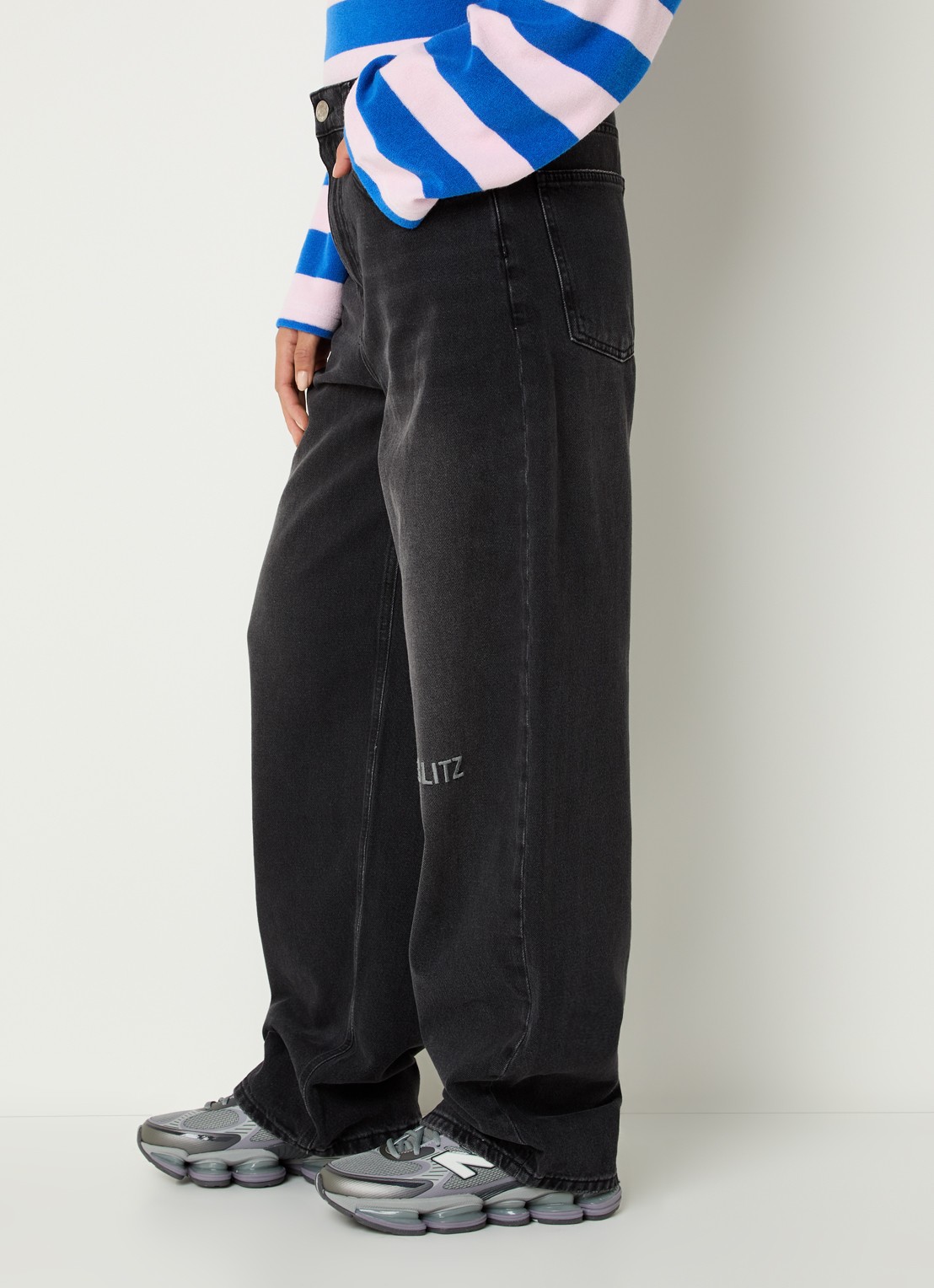 Stieglitz Teresa high waist loose fit jeans met steekzakken - detail 2 zwart