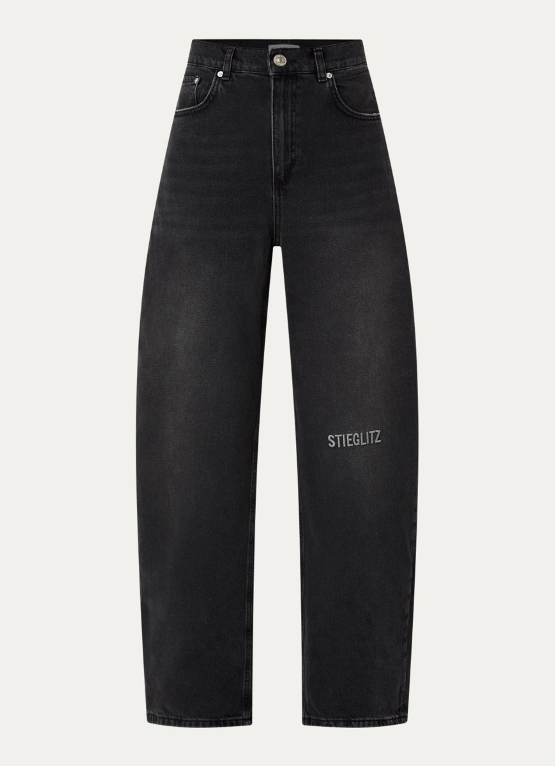 Stieglitz Teresa high waist loose fit jeans met steekzakken - voorkant 4 zwart