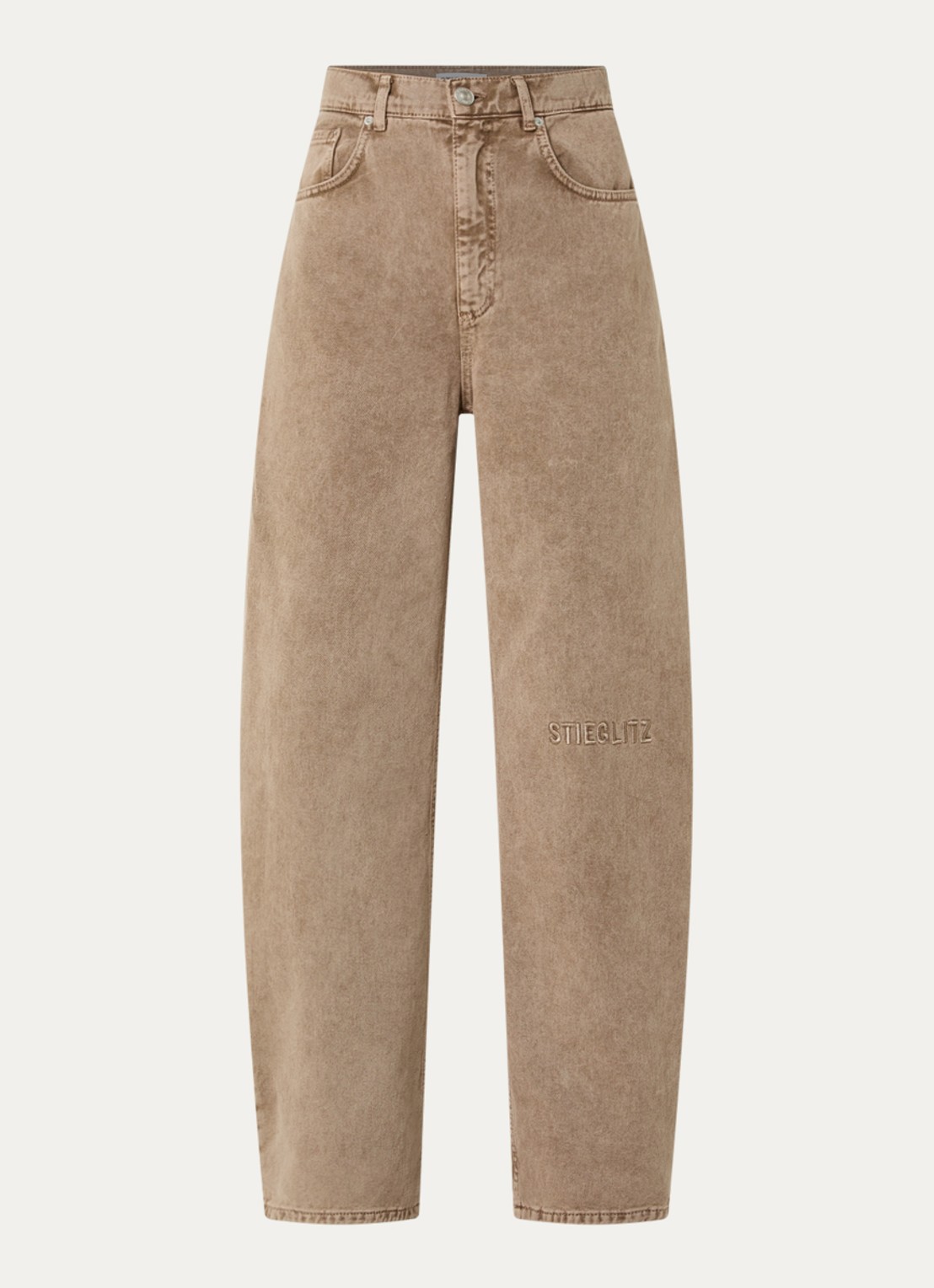 Stieglitz Teresa high waist loose fit jeans met steekzakken - voorkant 4 bruin