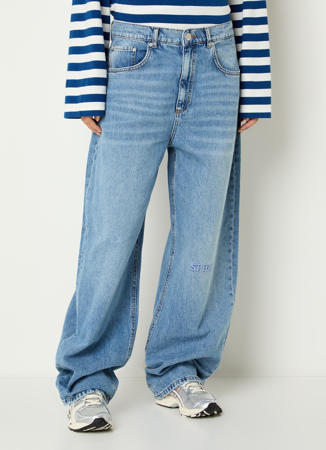 Stieglitz Teresa high waist loose fit jeans met steekzakken - detail 2 donkerblauw