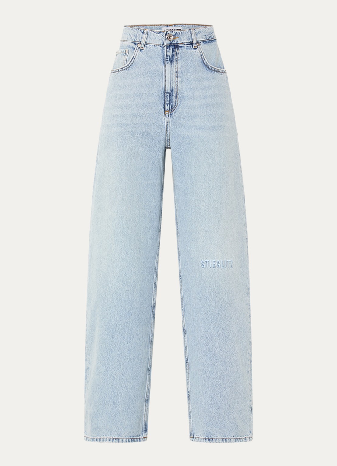 Stieglitz Teresa high waist wide leg jeans met logoborduring - voorkant 2 indigo