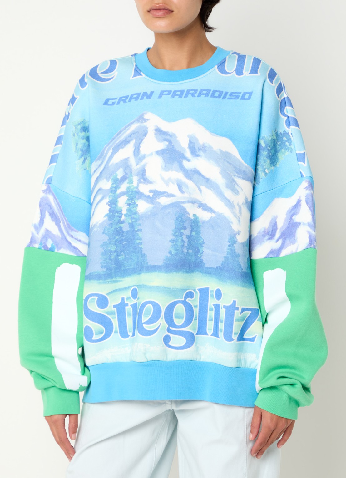 Stieglitz Xavina sweater met print - detail lichtblauw