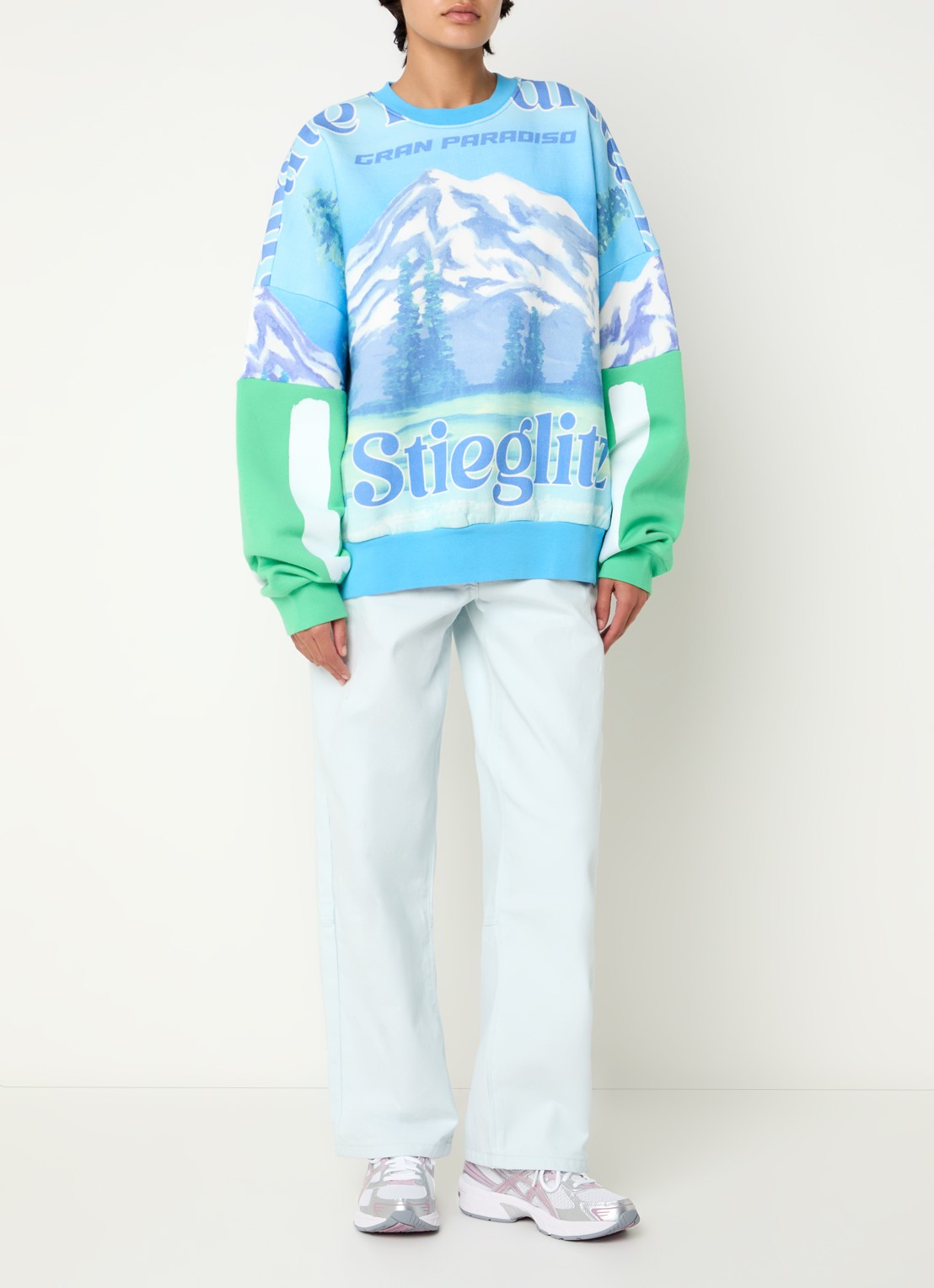 Stieglitz Xavina sweater met print - voorkant 4 lichtblauw