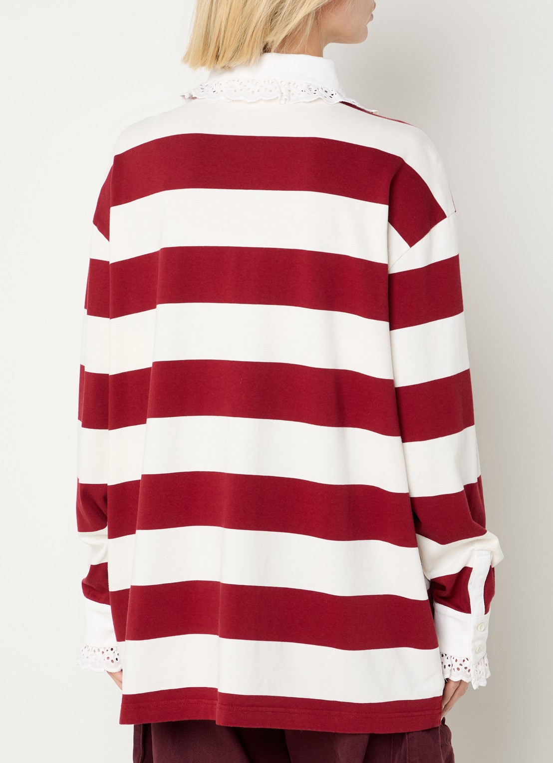 Stieglitz Zelina polo met streepprint - achterkant bordeauxrood