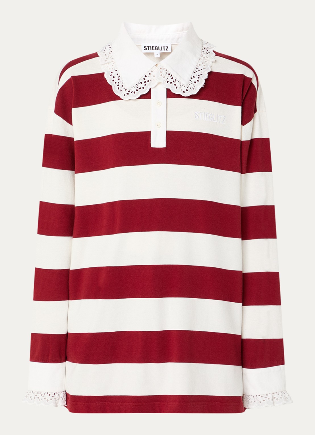 Stieglitz Zelina polo met streepprint - voorkant 2 bordeauxrood