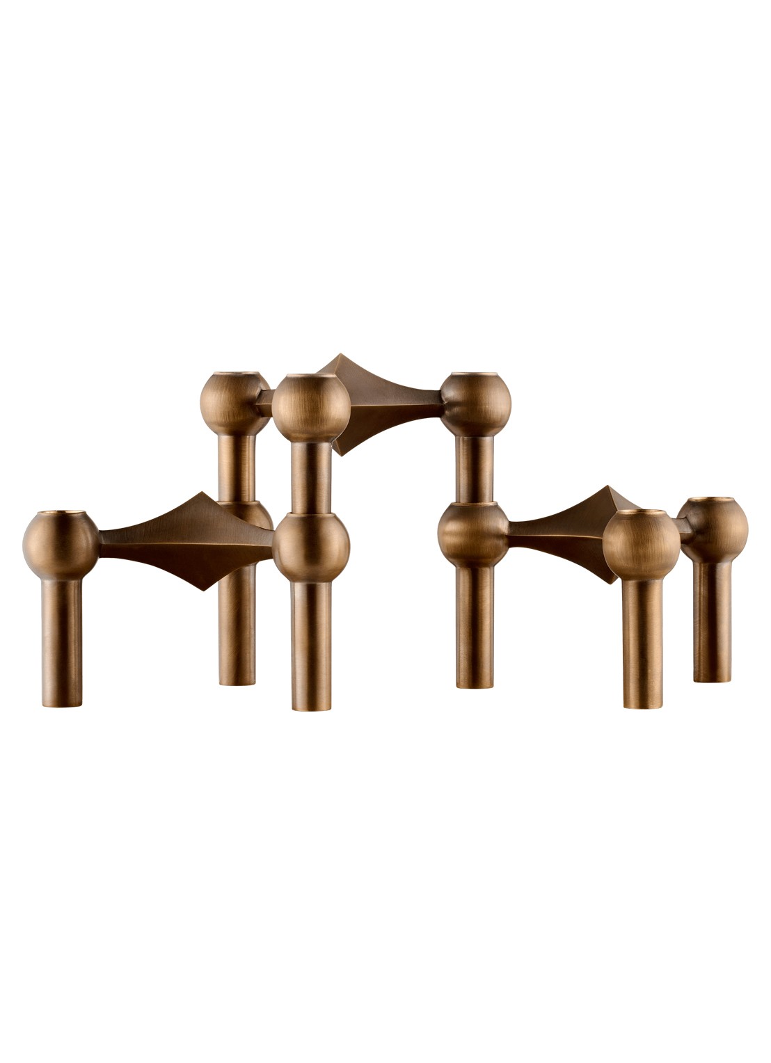 STOFF Nagel Kandelaar 6,9 cm set van 3 - voorkant 2 brons