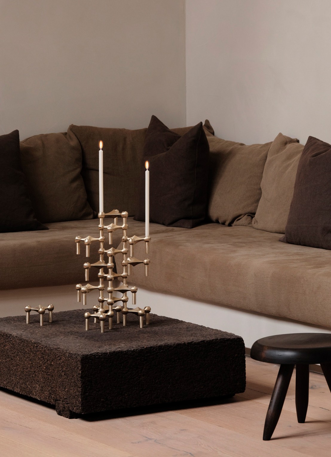 STOFF Nagel Kandelaar 6,9 cm set van 3 - detail 4 goud
