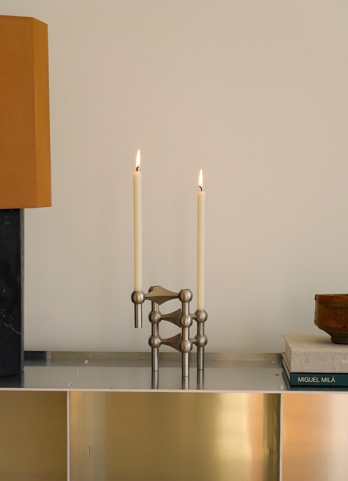 STOFF Nagel Kandelaar 6,9 cm set van 3 - achterkant zilver