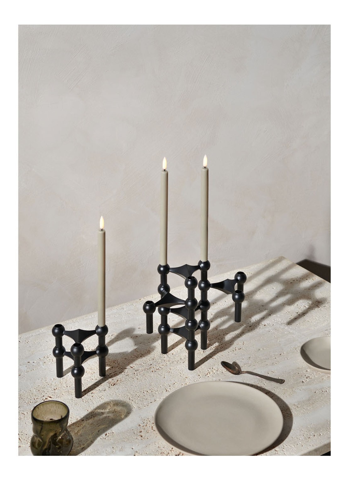 STOFF Nagel Kandelaar 6 cm set van 3 - detail 4 zwart