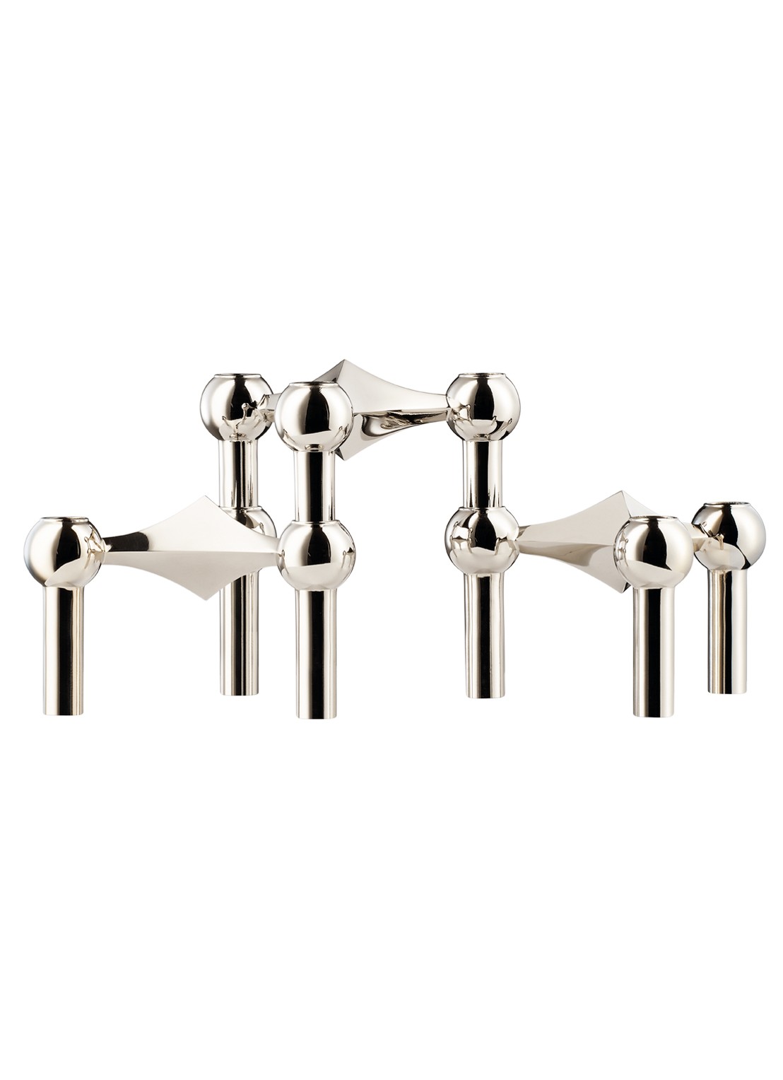 STOFF Nagel Kandelaar 6 cm set van 3 - voorkant 4 zilver