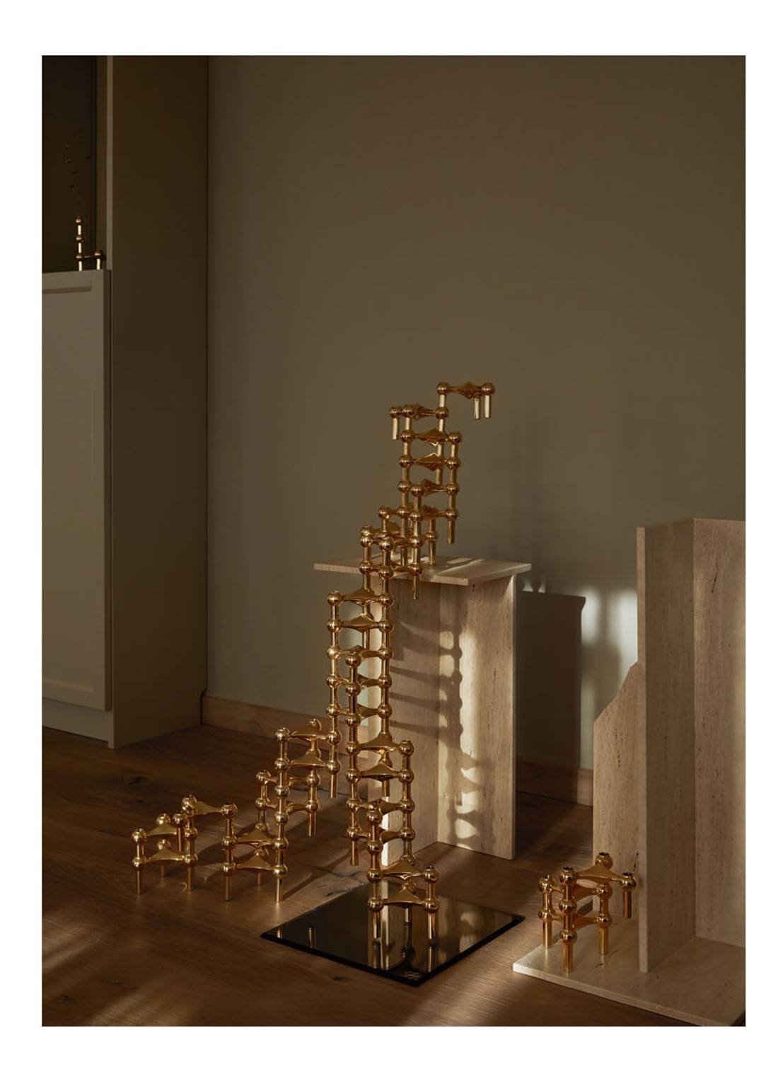 STOFF Nagel Kandelaar 6 cm set van 3 - detail 7 goud