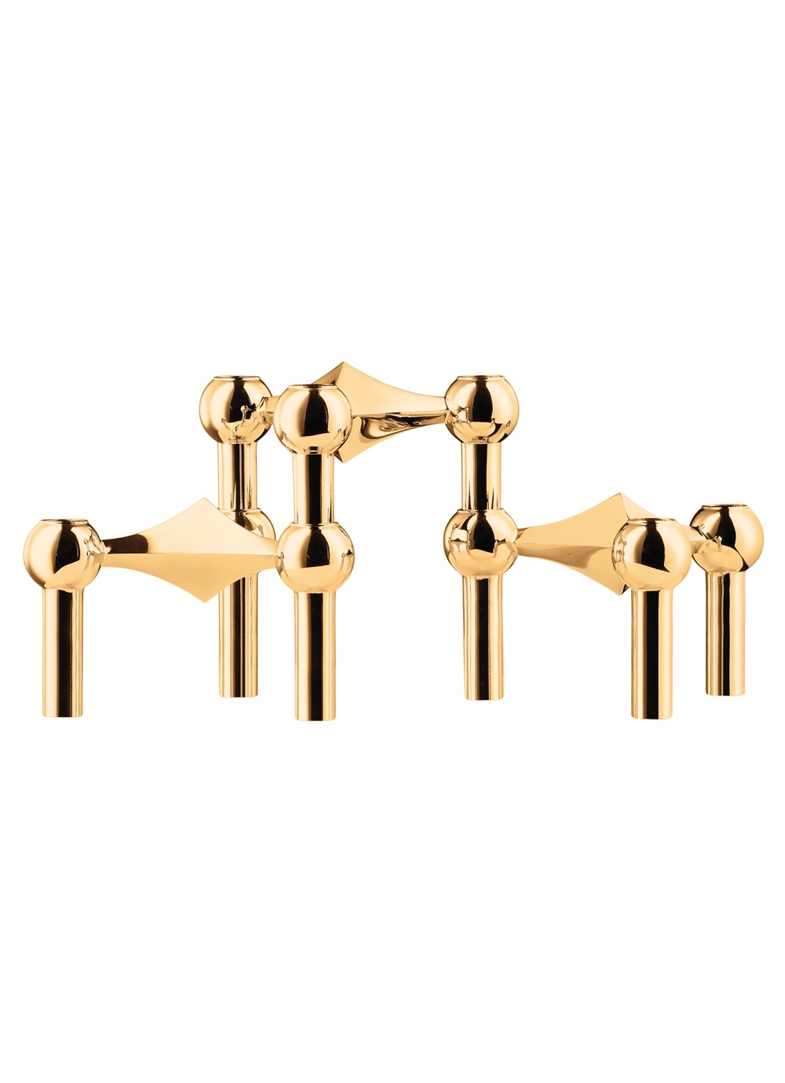 STOFF Nagel Kandelaar 6 cm set van 3 - voorkant 2 goud