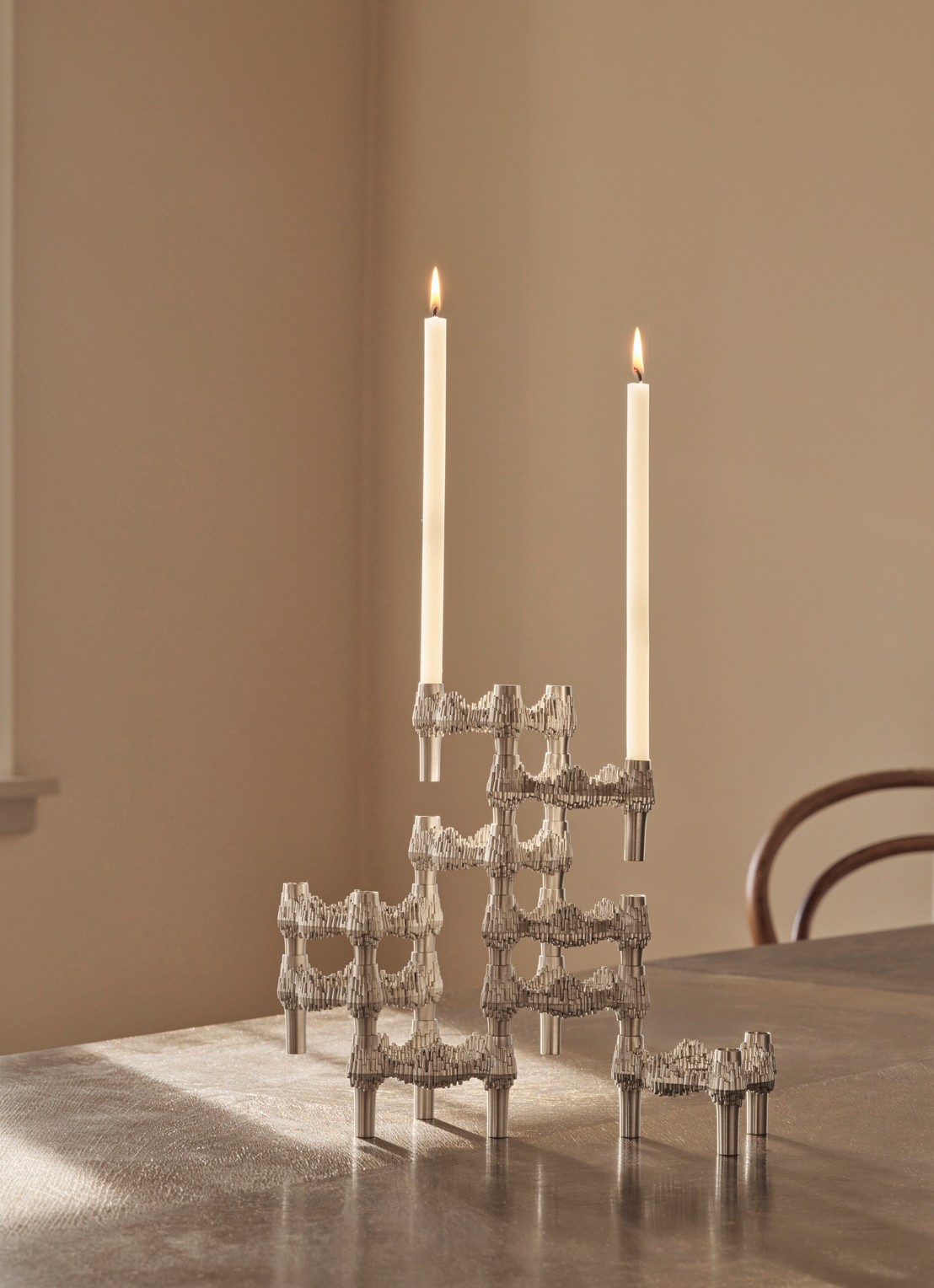 STOFF Nagel Quist kandelaar 5,9 cm set van 3 - voorkant 3 zilver