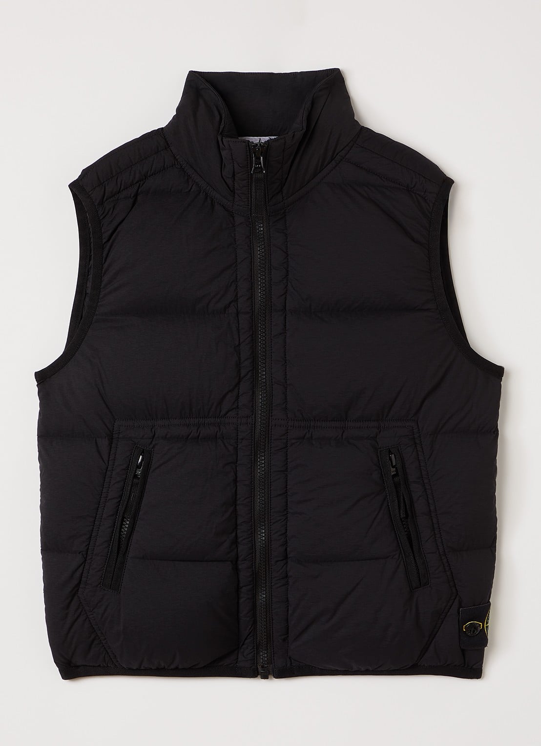 Stone Island 00001 gewatteerde bodywarmer met donsvulling - voorkant zwart
