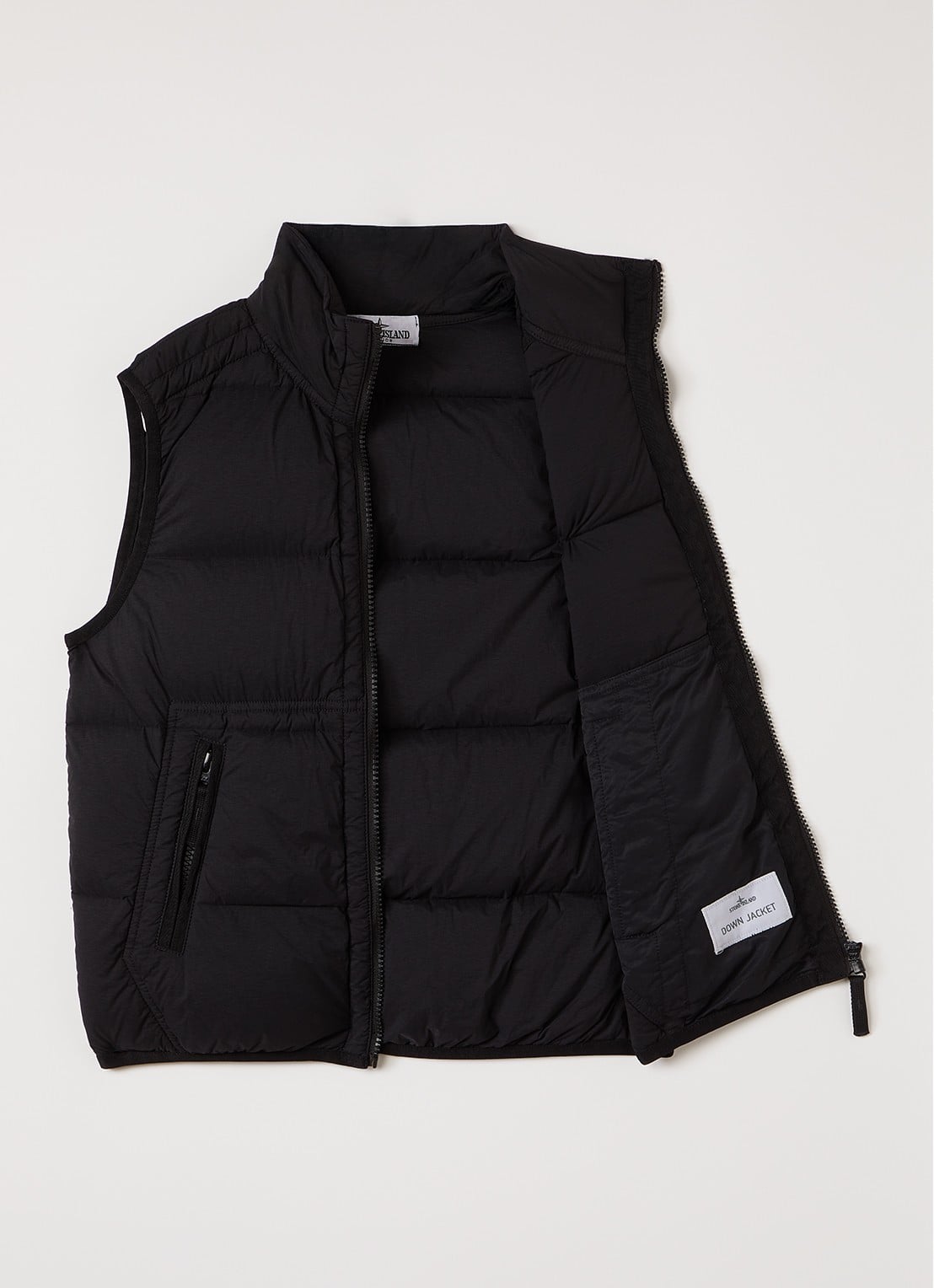 Stone Island 00001 gewatteerde bodywarmer met donsvulling - voorkant 2 zwart