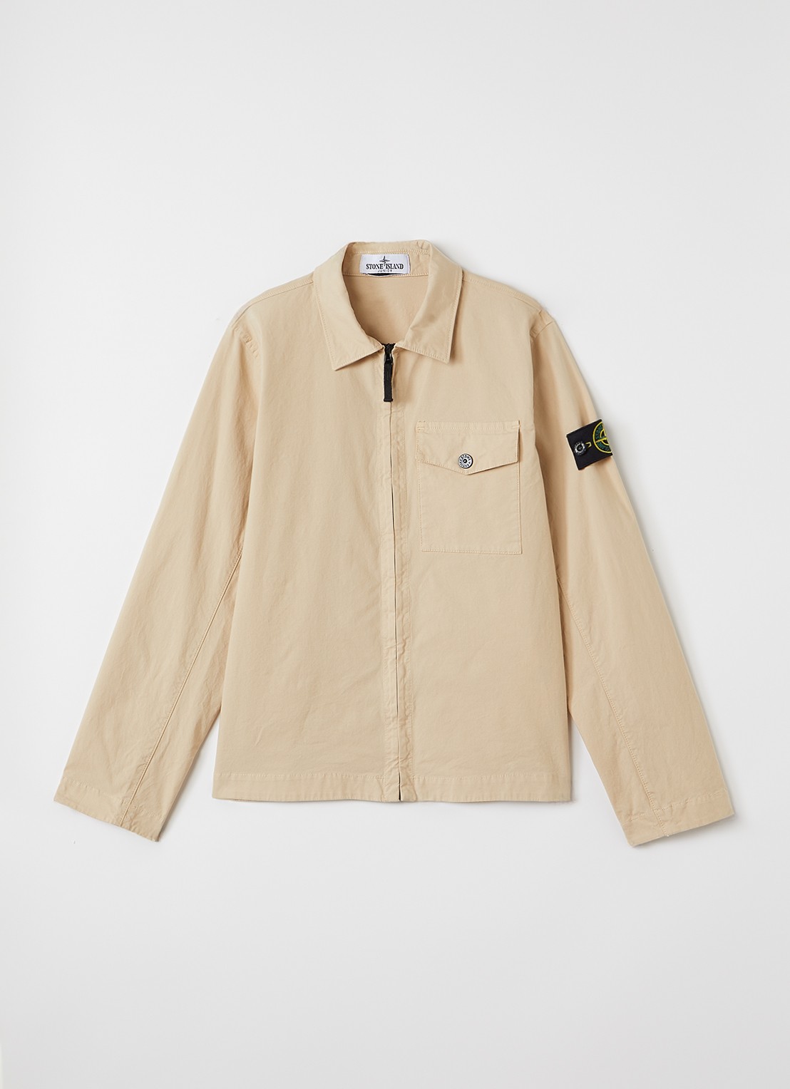 Stone Island 00001 overshirt met logo - voorkant beige