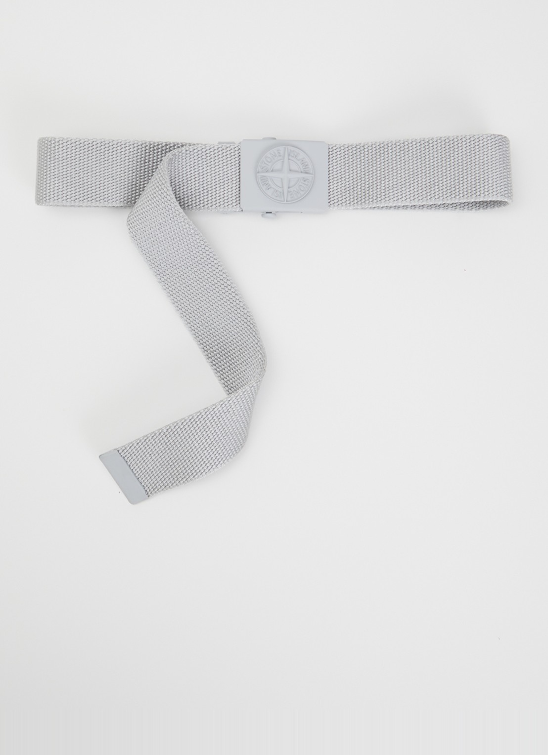 Stone Island 00001 riem met logo  - voorkant lichtgrijs