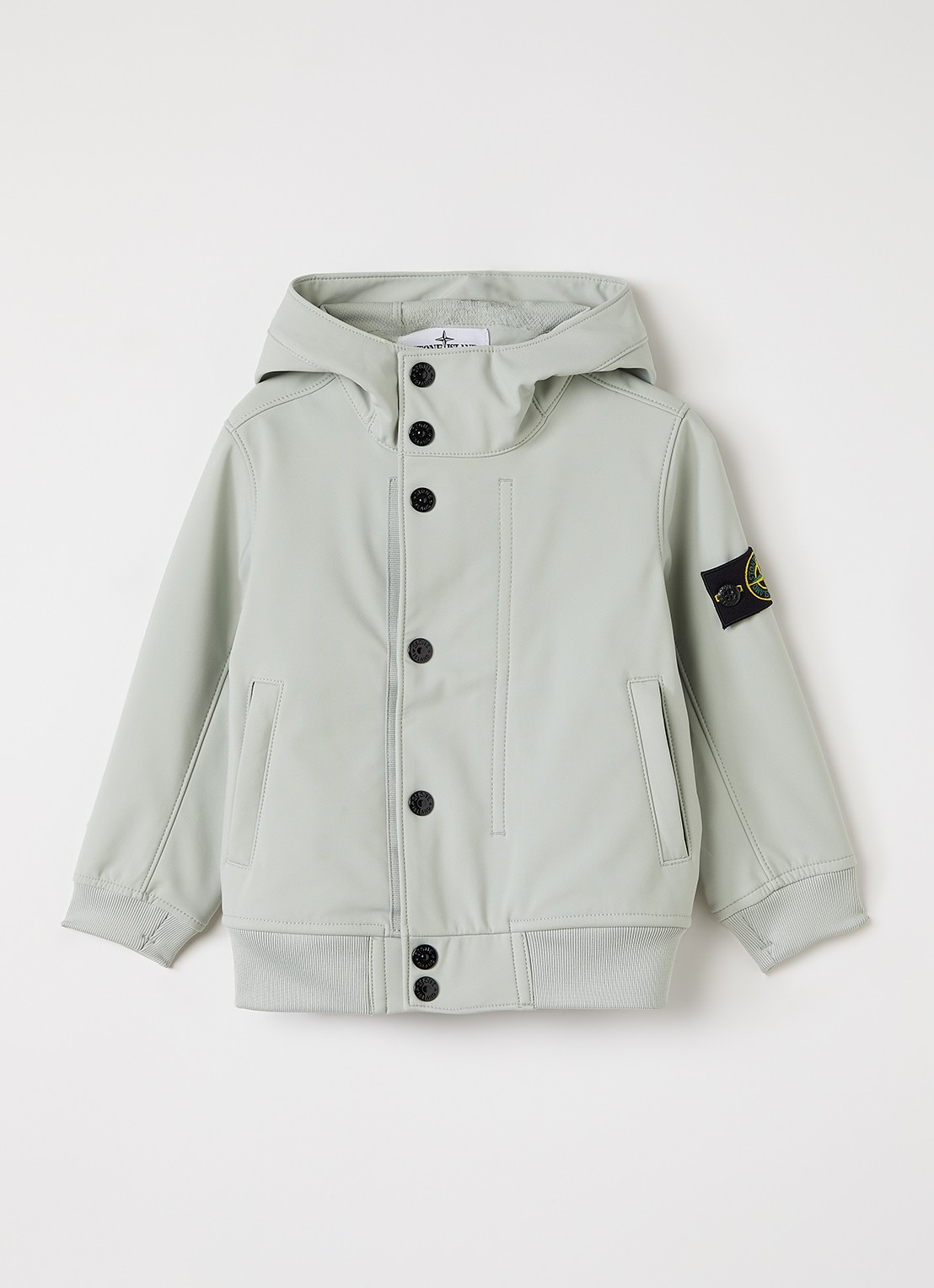 Stone Island 00001 softshell jack met logo - voorkant lindegroen