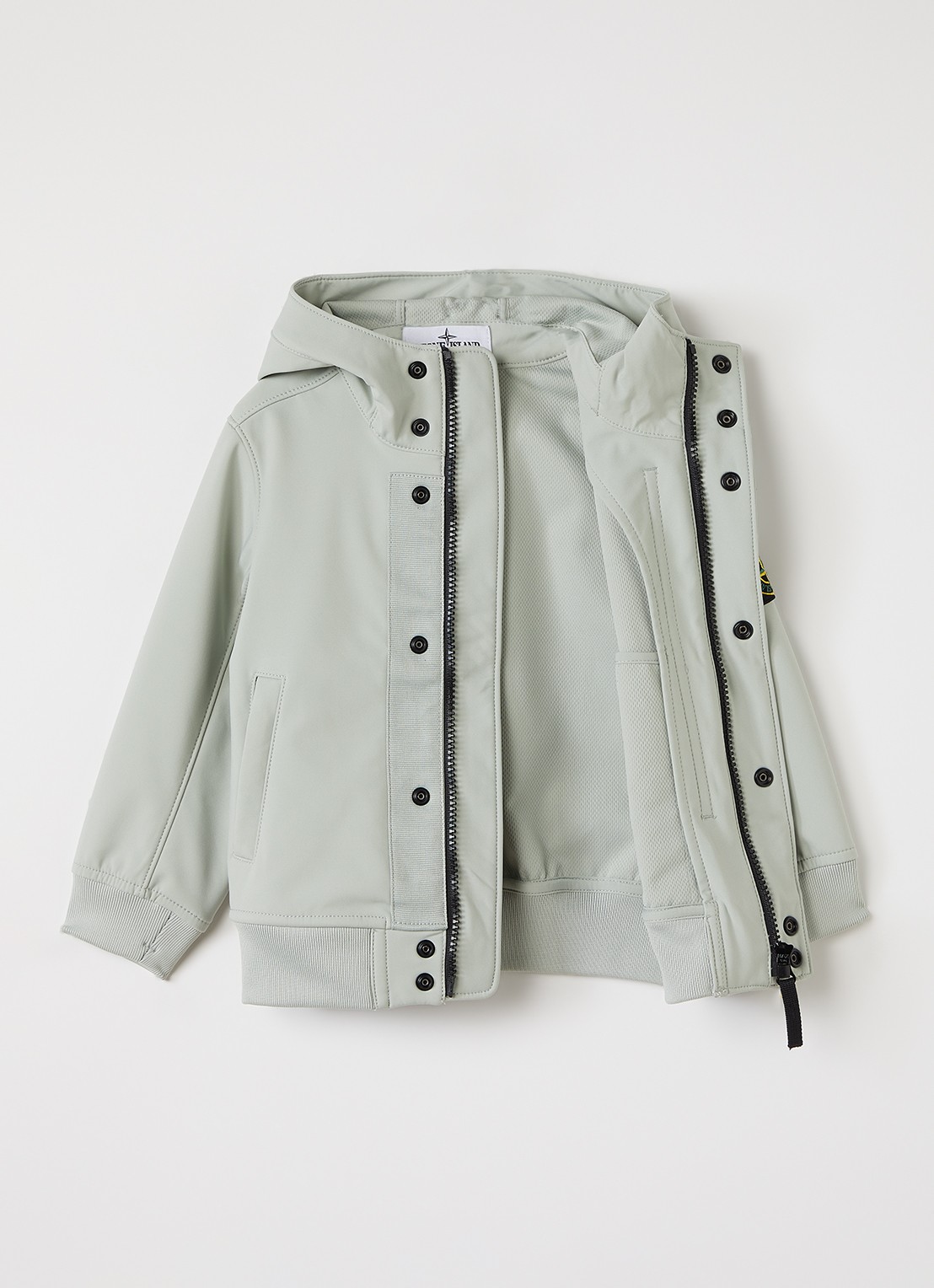Stone Island 00001 softshell jack met logo - voorkant 2 lindegroen