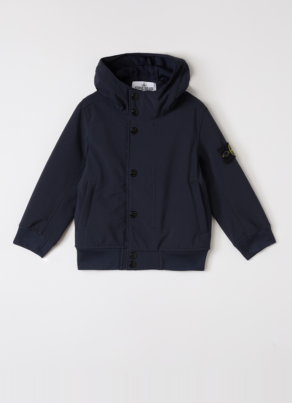 Stone Island 00001 softshell jack met logo - voorkant donkerblauw