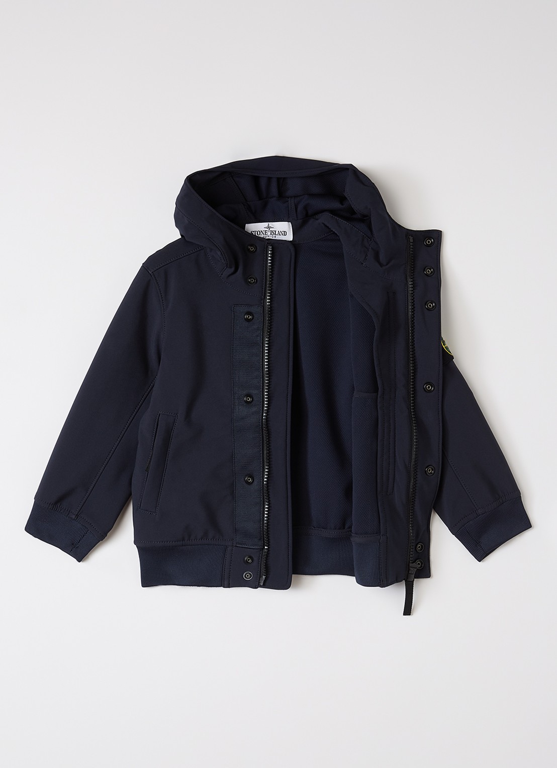 Stone Island 00001 softshell jack met logo - voorkant 2 donkerblauw