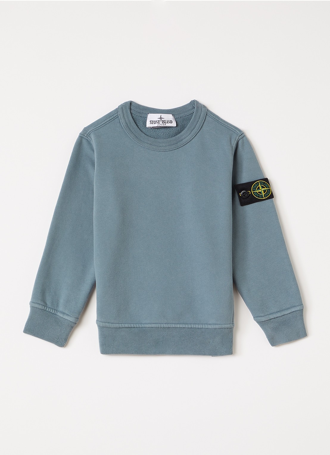 Stone Island 00001 sweater met logo - voorkant staalblauw