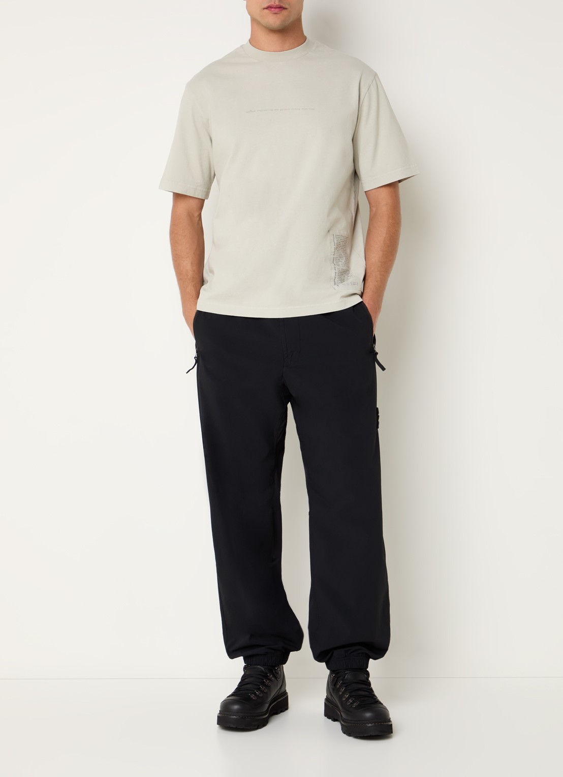Stone Island 00001 T-shirt met logoprint - voorkant 5 lichtgrijs