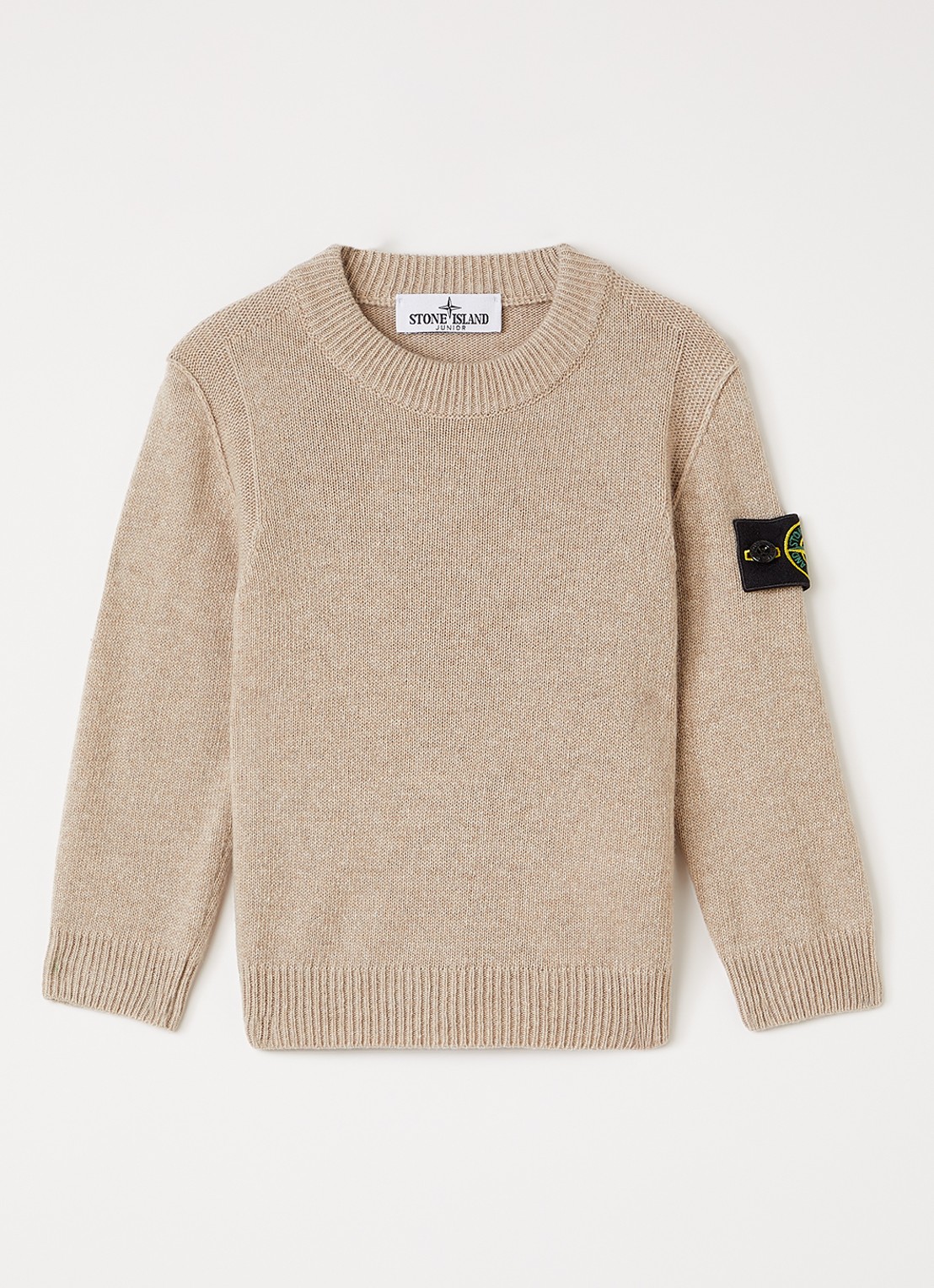 Stone Island 00002 fijngebreide trui in kasjmierblend - voorkant beige
