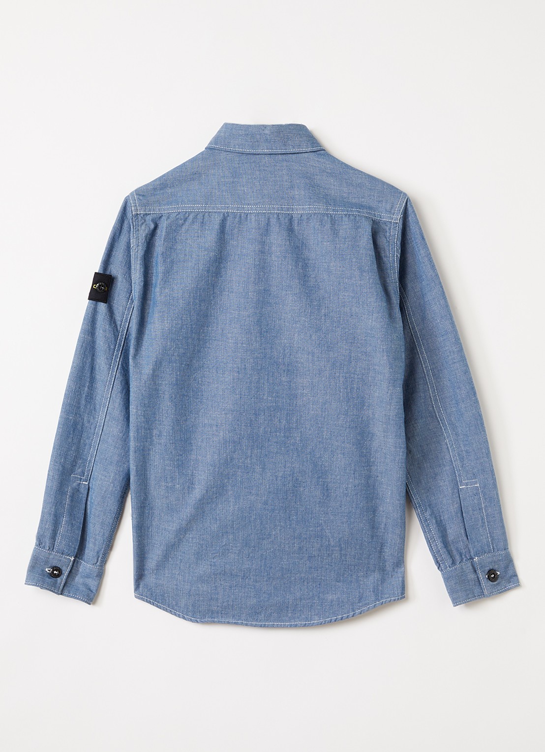 Stone Island 00002 overhemd van chambray - voorkant 3 lichtblauw