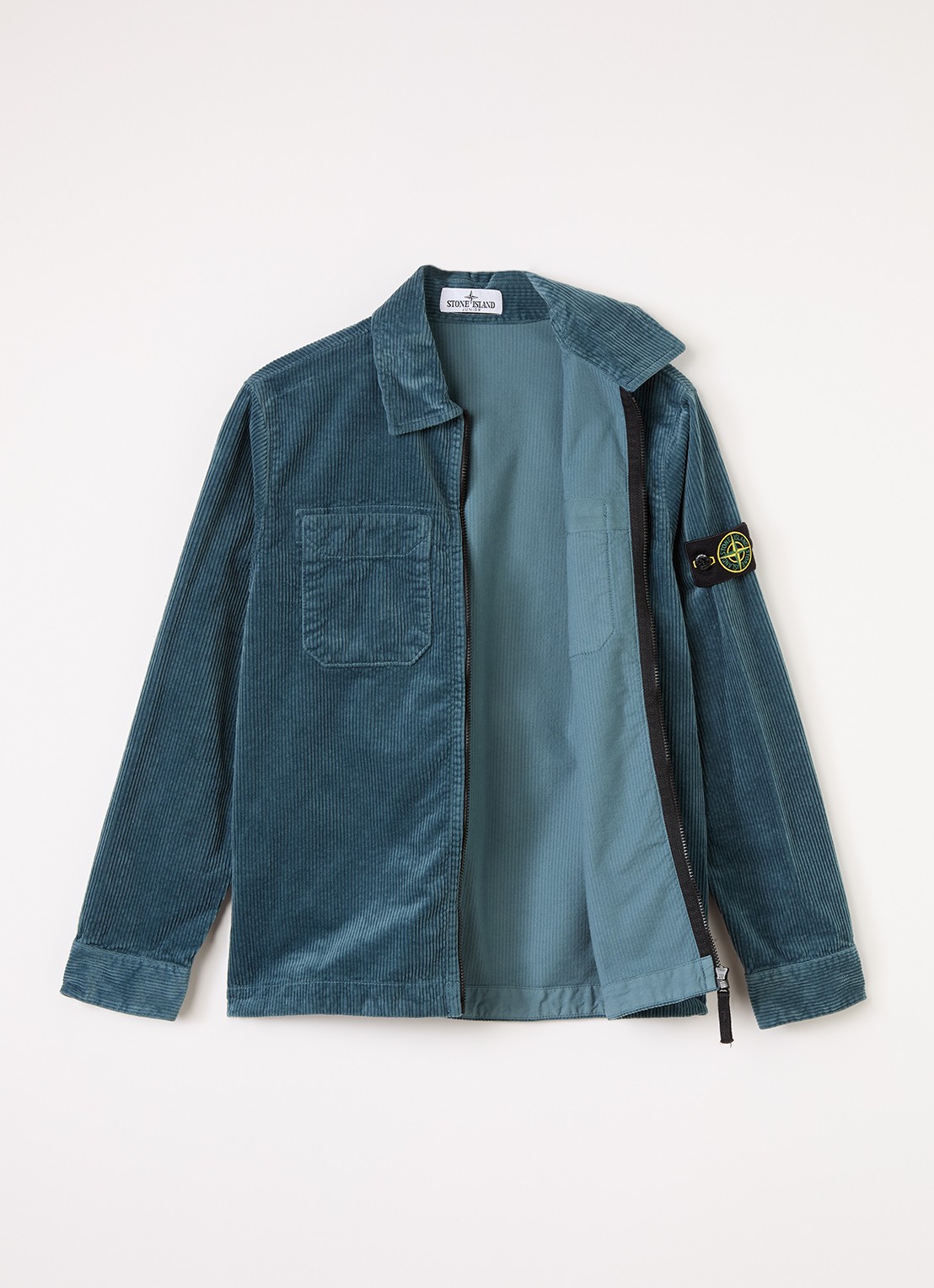 Stone Island 00002 overshirt van corduroy - voorkant 3 petrol