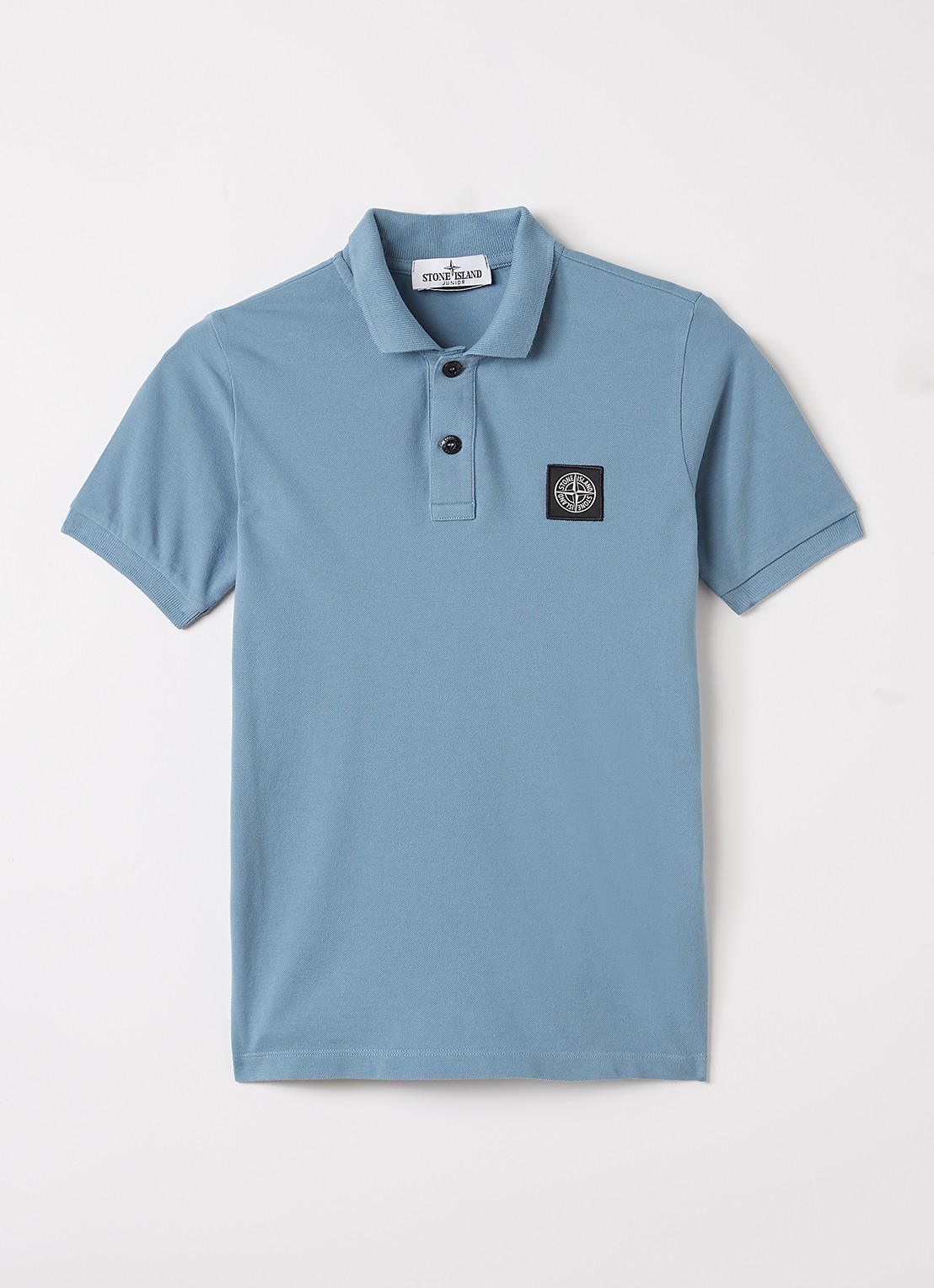 Stone Island 00002 Polo met logo - voorkant blauw