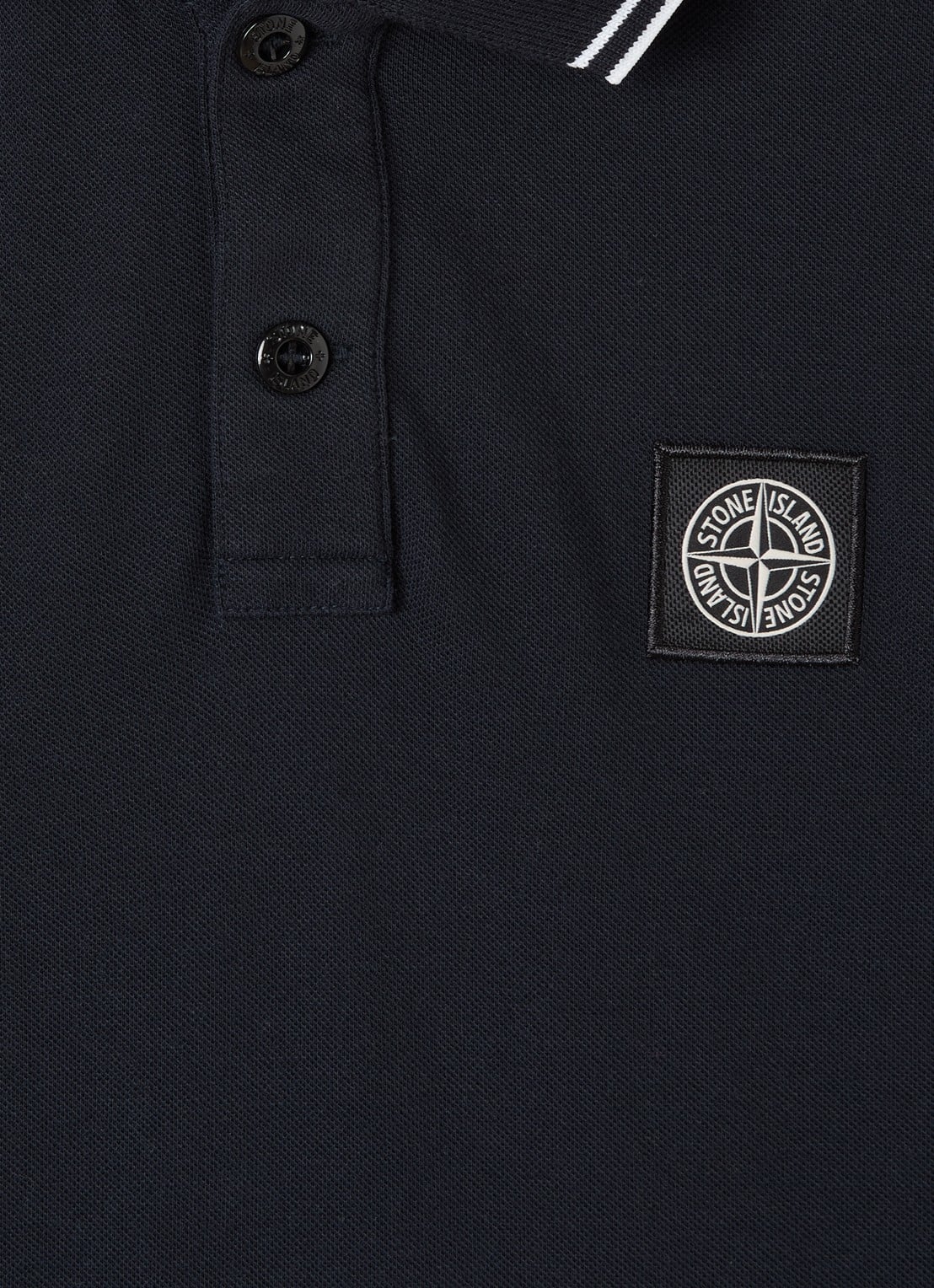 Stone Island 00002 polo met logoborduring - detail donkerblauw
