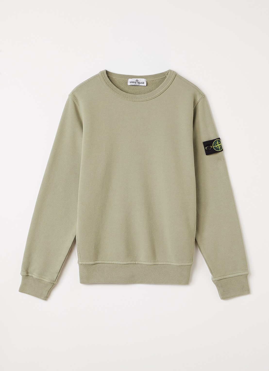 Stone Island 00002 sweater met logo - voorkant 2 lindegroen