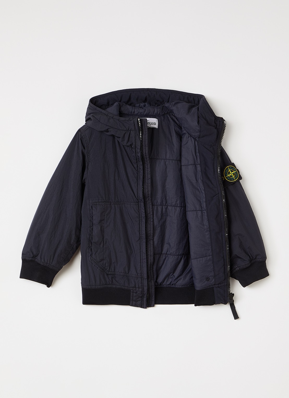 Stone Island 00003 gewatteerd jack met capuchon en ritszakken - voorkant 3 donkerblauw
