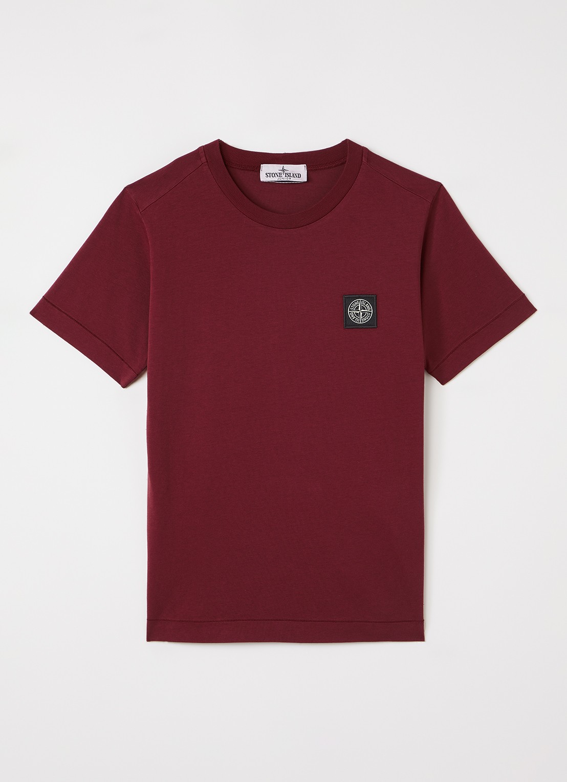 Stone Island 00003 T-shirt met logo - voorkant bordeauxrood